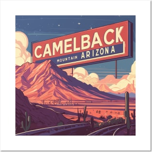 Retro Camelback mountain phoenix az Posters and Art